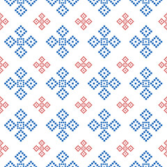 Ethnic seamless design.Geometric  folklore ornament. Pixel pattern.Tribal ethnic vector texture. Seamless tribal embroidery. Scandinavian folk pattern for texture,fabric,clothing,wrapping,tile,print.