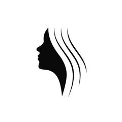 hair salon icon with art woman face silhouette