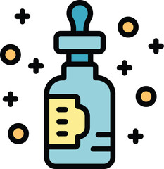 Collagen dropper icon outline vector. Skin hair. Cosmetic medical color flat