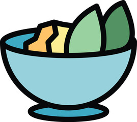 Seed salad icon outline vector. Vegan meat. Bean based color flat