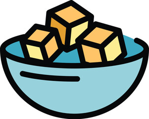 Sugar cubes icon outline vector. Trestia eating. Bean based color flat
