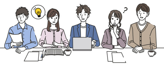 会議をする男女