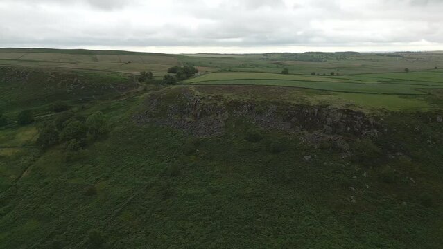 Beautiful 360 view of Baslow Edge in the Peak District, England. Aerial