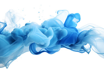 blue smoke watercolor abstract blue liquid Acrylic colors and ink in water, isolated on white and transparent background, ai generate