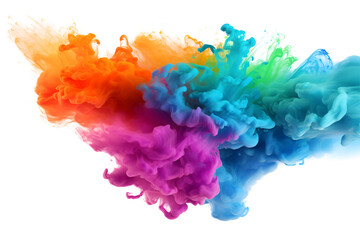 abstract colorful paint splashes element for design, isolated on white and transparent background, ai generate