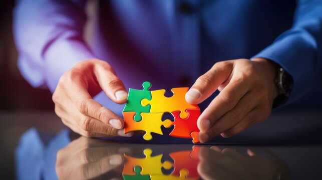 person holding a puzzle piece, representing problem-solving and critical thinking generative ai