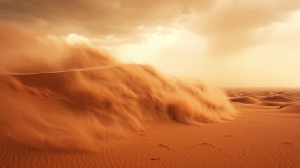 sandstorm in the desert, symbolizing the harsh conditions of arid environments generative ai - obrazy, fototapety, plakaty