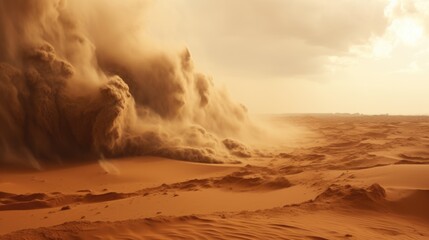 severe sandstorm in a desert landscape, representing the harsh conditions of arid environments generative ai - obrazy, fototapety, plakaty