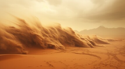 Fototapeta na wymiar severe sandstorm in a desert landscape, representing the harsh conditions of arid environments generative ai
