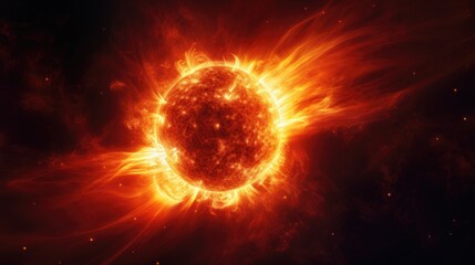 Obraz premium solar flare, illustrating the power and unpredictability of space weather. generative ai