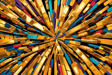 Gilded Kaleidoscope: A Vivid and Playful Pattern of Colorful Gold Bars