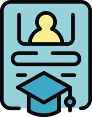 Student app icon outline vector. Office study. Digital exam color flat
