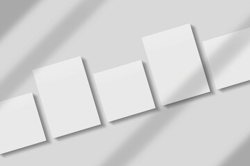 Naklejka premium Blank paper for mockup with shadow overlay. 3D Render.