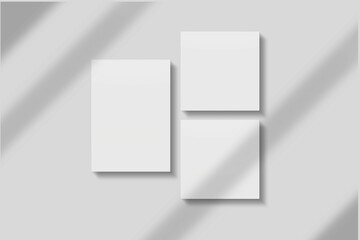 Blank paper for mockup with shadow overlay. 3D Render.