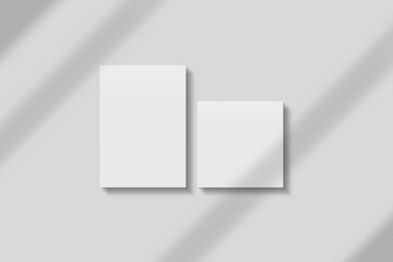 Blank paper for mockup with shadow overlay. 3D Render.