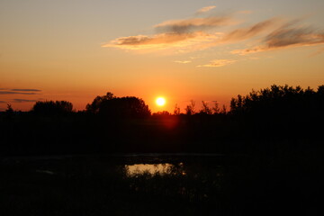 sunset over the lake