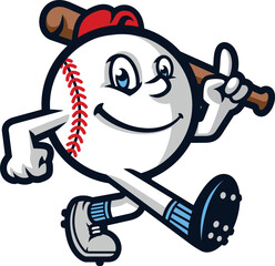 Fun and Happy Baseball Cartoon Mascot