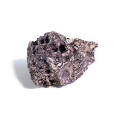 Pelitic Schist Rock Feldspar isolated on white Background