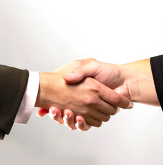 close up photo handshake gesture on white background