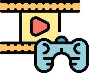 Film gameplay icon outline vector. Game machine. Casino button color flat