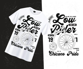 Classic Low Rider vintage t-shirt design. Classic bycicle t-shirt design