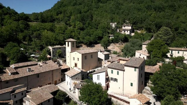 Aerial View Of Rasiglia, A Small Village Located In The Province Of Perugia