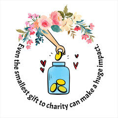 International day of charity watercolor quotes\ vector illustration 