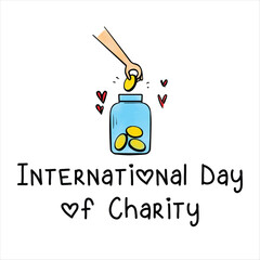 International day of charity watercolor quotes\ vector illustration 