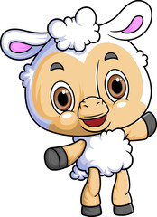 Cartoon funny sheep character isolated on white background