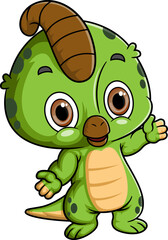 Cartoon baby parasaurolophus isolated on white background