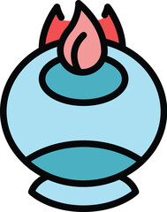 Candle relax icon outline vector. Room home. Pose yoga color flat