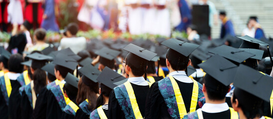 Rear view of graduates during commencement