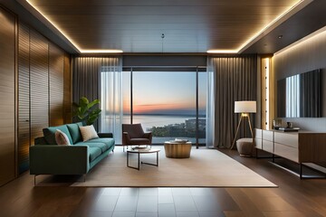 Naklejka na ściany i meble Incredible Modern Interior Design from the Soon Future, Ai Generated