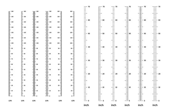Stadiometer scale from 80 to 170 cm. Children height chart