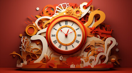 Countdown to Success Motivational New Year Business in Papercut Style. Generative AI
