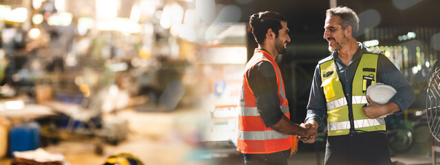 Industry manufacturing engineer worker or inspector foreman team working to maintenance training workshop for factory skills quality, mechanical engineering production operator for global business