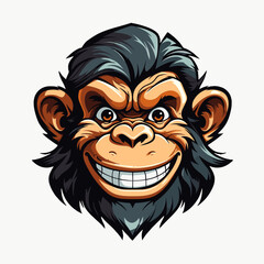 Smiling monkey head mascot logo vector