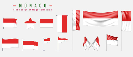 Monaco flag, flat design of flags collection