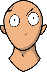 illustration round head surprised face