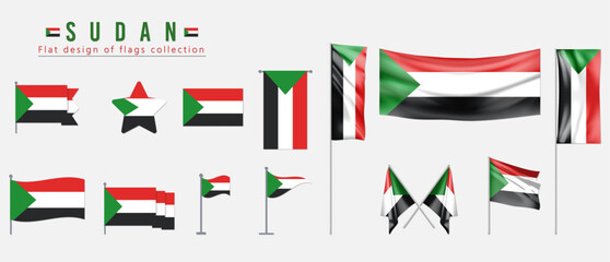 Sudan flag, flat design of flags collection