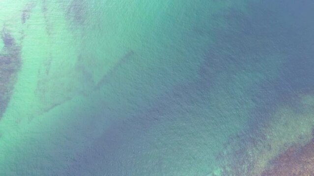 aerial view of blue green ocean, 4k