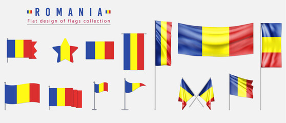 Romania flag, flat design of flags collection