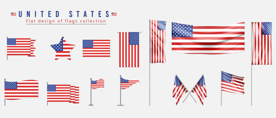 United States flag, flat design of flags collection