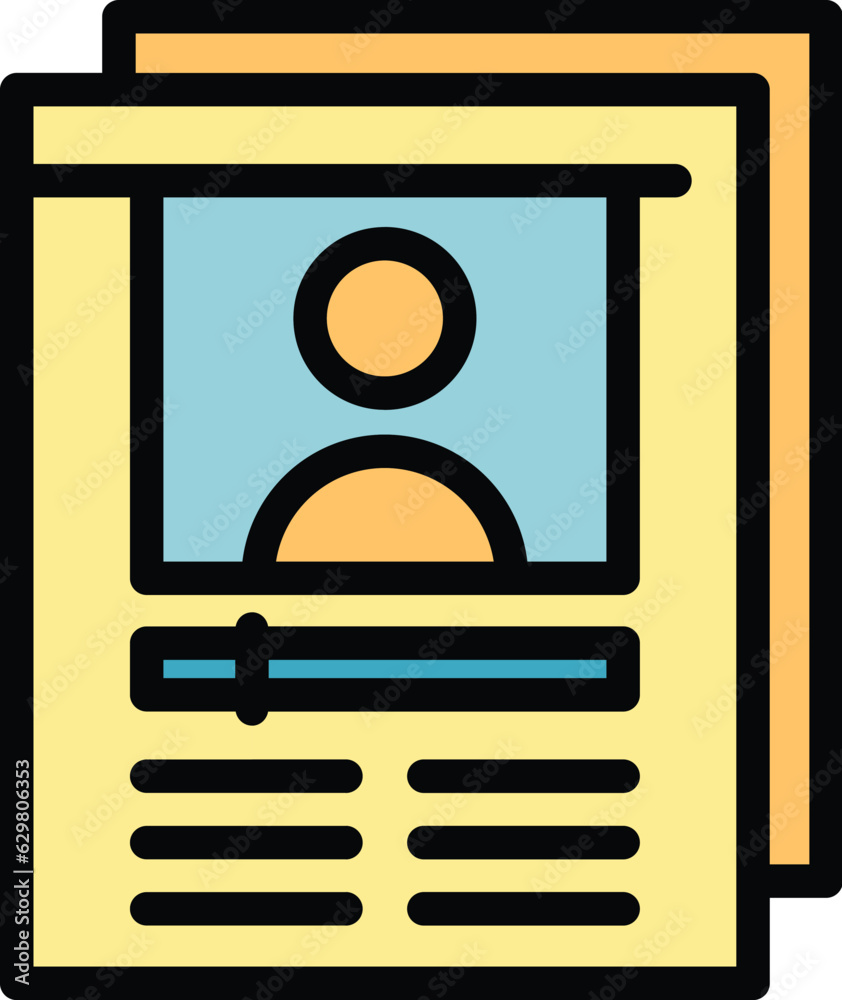 Poster check vlogger icon outline vector. video tutorial. computer online color flat