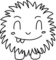 Cute monster. Doodle line art kids coloring page element. Cute Halloween monster