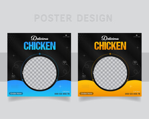Creative Food & Restaurant social media poster Template Design. 