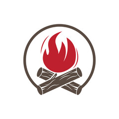 Bonfire Logo, Wood Burning And Fire Design, Camping Adventure Vintage