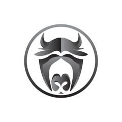 Buffalo Logo, Livestock Farm Animal Vector, Buffalo Head Design Simple Template Silhouette