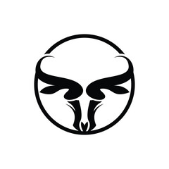 Buffalo Logo, Livestock Farm Animal Vector, Buffalo Head Design Simple Template Silhouette