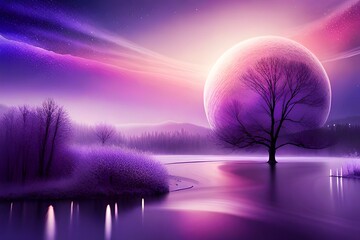 night landscape with moon